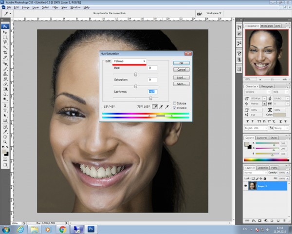 Способы отбеливания зубов в Фотошопе