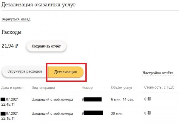 Почему в детализации звонков не отобразился номер с которым разговаривали