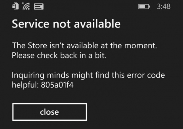Код ошибки 805a01f4 в Windows Phone как исправить